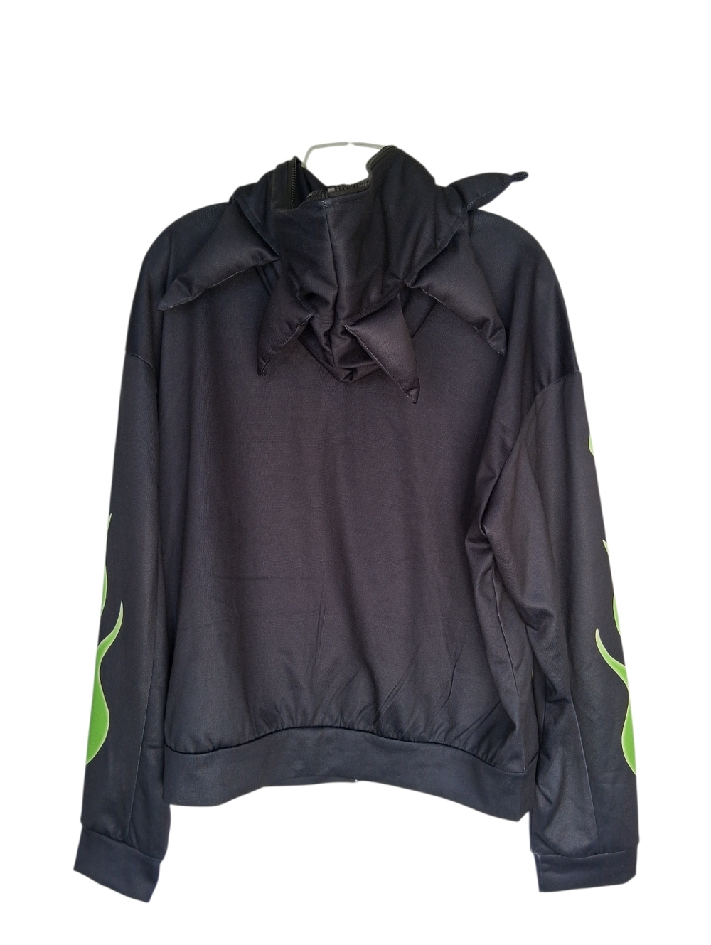 Romwe Black Spike Hooded Full Zip-Up Jacket Skeleton Graphic Print Men's Size S - Picture 4 of 10